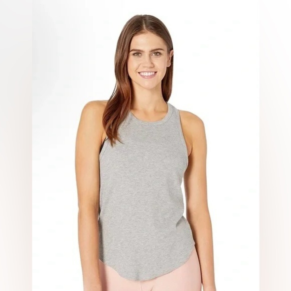 Beyond Yoga Grey Ribbed Keep In Line Tank Top